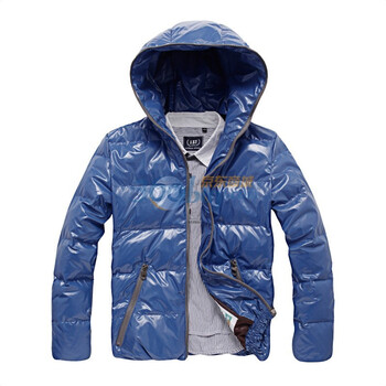 Justyle2011秋冬新品11色亮彩连帽保暖短款男士羽绒面包服男款外套45113075 蓝色 XXL