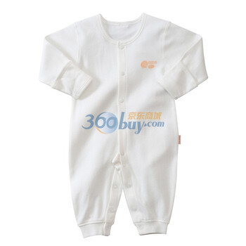 贝贝怡 BB129 宝宝服饰 新品纯棉宝宝内衣/哈衣前开扣连体衣 米白 90码