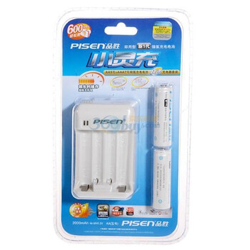 品胜（PISEN）“新一代”小灵充充电套装（小灵充+“新一代”2000mAh AA镍氢充电电池*2）