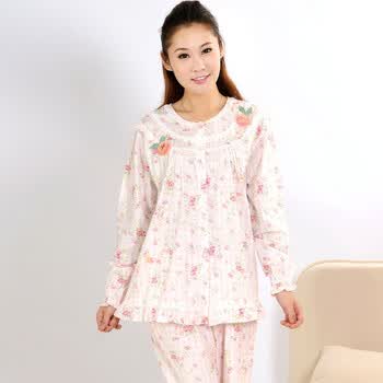 金丰田<em>纯棉</em>女<em>睡衣</em> 春秋<em>长袖女士</em>全<em>棉布</em>家居服