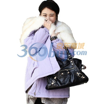 时尚起义 秋冬韩国进口自然毛绒连帽外套 女567157 浅紫色 one