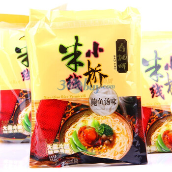 香港寿桃牌 小桥米线 鲍鱼汤味 2580g（215gx12包）/袋 共3袋（12包）
