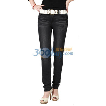 以纯正品2011秋冬新款女装牛仔长裤21420051 黑色 30
