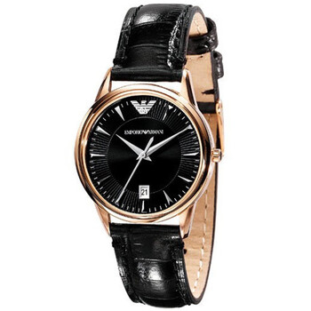 <em>阿玛尼手表</em>欧风爵士黑对表 <em>女款</em> AR2445 【图