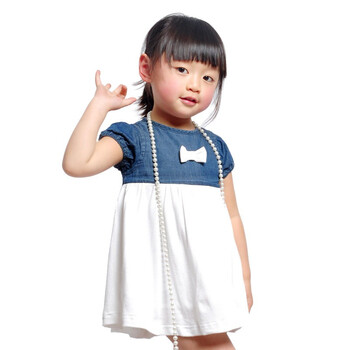 憨笔熊 2012夏装新款 宝宝服饰 全棉牛仔拼接娃娃裙 可爱萝莉装 31298 蓝色 24/36月