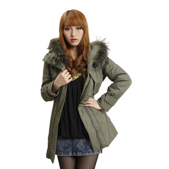 T.B2/tb2 韩版毛领带帽收腰纯色棉服 L104AH1500 卡其色 XL