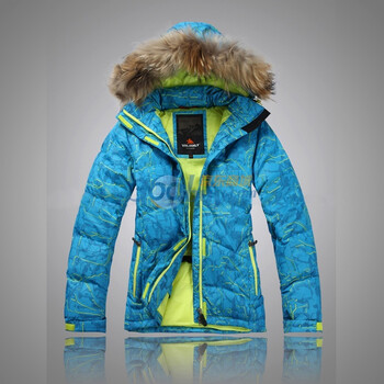 包邮valianly2011时尚情侣款女户外羽绒服滑雪服 转移印花貉子毛 防风防水保暖透气2192 蓝色 52/XXL/180