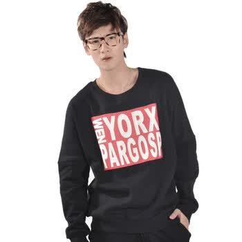 【PARGO佩戈】加绒加厚男装套头休闲时尚圆领卫衣 5027 黑色 3XL
