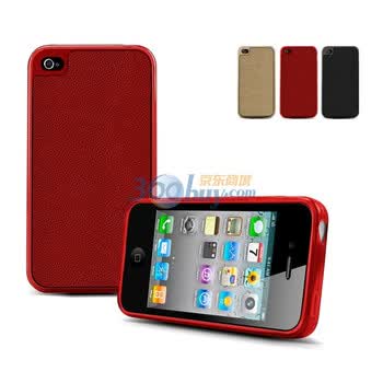 德鑫明 dexim DLA159R iPhone 4 S 保护套 TPU+羊皮 手工制作 尽显高档奢华(红色)