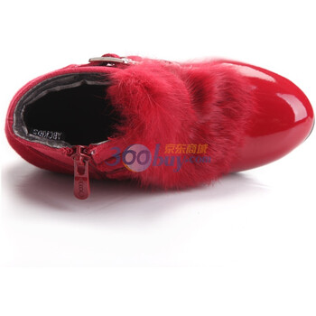 abc+童鞋+女小童冬款牛皮短靴二棉皮鞋真皮公主