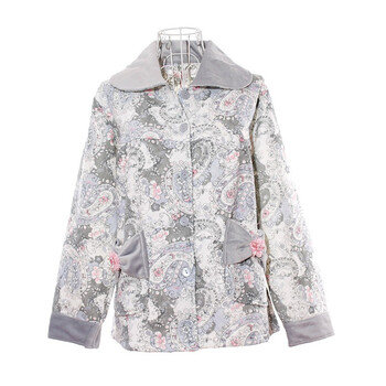 苏泽尔经典花纹高贵夫人夹层中厚睡衣家居服48017 灰色 XXL