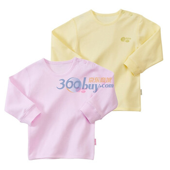 贝贝怡（bornbay） 2J308 宝宝服 肩开扣上衣 宝宝童装内衣2件组合装 淡粉和淡黄 90码