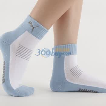 PUMA 彪马 女士绣花毛圈运动袜子 休闲短袜 粉蓝 23-25cm