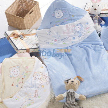 【小富兰克】秋冬婴儿用品大抱被 夹棉婴儿童睡袋宝宝防踢被 2156 天蓝色 0到2岁