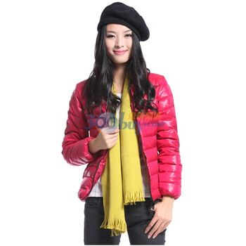 IVEEREE2011新款女装羽绒服纯色拉链立领收腰短款A0117 暗红色 L