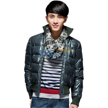 Justyle秋冬新款日系白鸭绒时尚罗纹立领短款男士羽绒服男款外套JD45113005灰色XXL