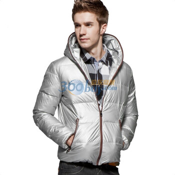 Justyle2011秋冬新品11色亮彩连帽保暖短款男士羽绒面包服男款外套45113075 银色 XXL