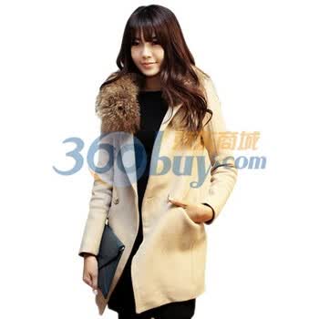时尚起义 冬装韩国进口羊毛显气保暖大衣 女569560 象牙白 M