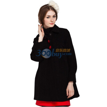依迪菲 IDF 时尚翻领长袖女式呢外套FWD939D 黑色/90 175/96A(XL)