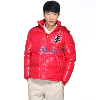 IZOD 90%白鸭绒涂层连帽休闲男士校园羽绒服 2061901403401红色XXL(185/102A)