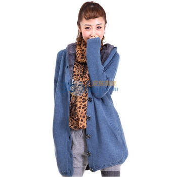 Rosas Mode冬季新品纯色带帽毛料内胆毛线大衣女外套R1712702 蓝色 均码