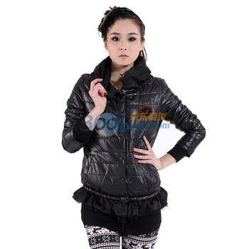 Kitteric正品女款 2011冬装 梭织雪纺边短褛 外套 LAXSO25 黑色 L