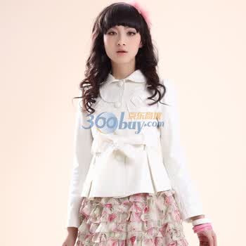 Nemow南梦2012新款春装淑女款娃娃领单排扣长袖提花短外套A1D027 白色 L