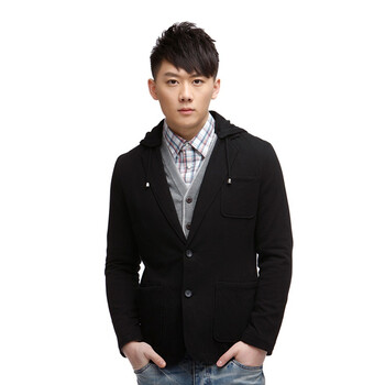 Jack Jones/杰克琼斯 外套 纯棉连帽男士休闲针织西服I(黑)|211208008010 195/112A/XXXL
