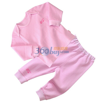 贝贝怡（bornbay）BB313-511 宝宝服 活动肩上衣两用档裤子 婴儿童装内衣套装 淡粉 100码