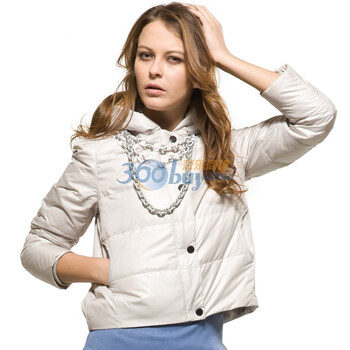 妠彩 N.CAI 2011冬季时尚女装羽绒服 Y11196 灰白 XXL