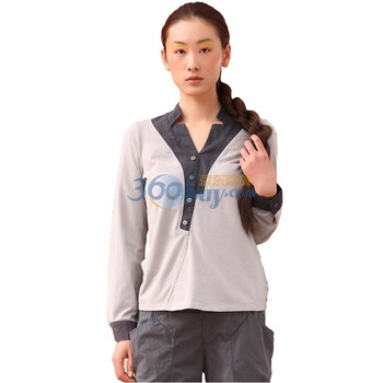 茵曼 INMAN 2012新款春装拼接梭织V领亚麻长袖T恤女821021088 灰色 xxl