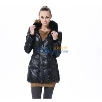 波司登 2011新款 羽绒服 女毛领时尚耸肩修身中长款 BR2286 黑色 185/104A(XXXL)