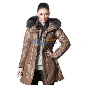 INSUN恩裳棕色狐狸毛领百搭大气内胆棉服99608730 棕色 XXL