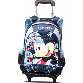 迪士尼Disney米奇米尼小学生儿童拉杆包 儿童可拆式双拉杆书包TR-M0383 深蓝