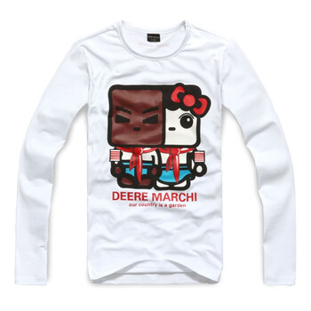 DEERE MARCHI迪尔马奇新秋时尚休闲五道杠长袖T恤DM860 白色 XXXL