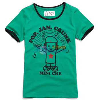 Giordano佐丹奴BSX T恤 女撞色音乐秀MINI CHE T恤 04391050 绿色 XL