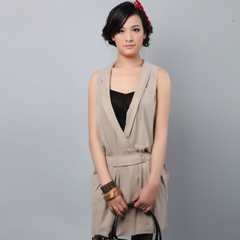 斐梵 Femfey 女式时尚韩版马甲式连衣裙2012春夏新品 112FF81C13 灰色 XL