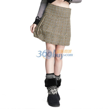 艾夫斯 女复古花纹淑女半身百褶裙205153831 黄色 XL