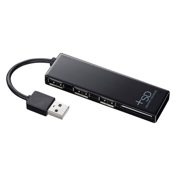 日本SANWA SUPPLY USB-HCS307BK 带SD口的高速3口USB2.0集线器 支持Window7 黑色
