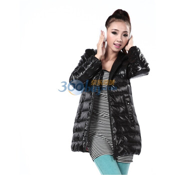 2011新款 康博羽绒服 女时尚针织帽中款面包 KB1172 黑色 185/104A(XXXL)