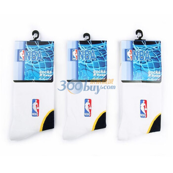 NBA男士毛巾底专业篮球竞赛袜A080白色三双装 尺码28-30cm 均码