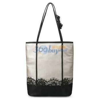 阿札A-ZA2011新款草编蕾丝蝴蝶结手提单肩包88381 象牙色