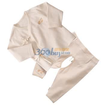 贝贝怡（bornbay） BB311-515 宝宝服 新生儿条纹绑带套装 杏色 66码