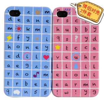哈密瓜（hamimelon） HM332350　填字游戏情侣对壳 iphone4保护套 粉蓝2件套