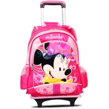 迪士尼Disney米奇米尼小学生儿童拉杆包 儿童可拆式双拉杆书包TR-M0383 桃色