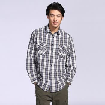 IZOD 秋季新品纯棉格纹小尖领长袖休闲衬衫 3061912107102白色系XXL(185/102A)