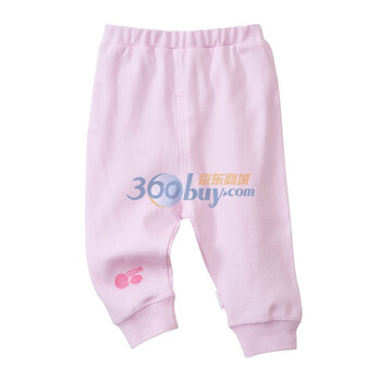 贝贝怡 四季素色贝壳印花 婴儿两用档裤子宝宝纯棉长裤BB506 淡粉 100码