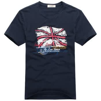 零号男 英伦米字旗涂鸦运动时尚短Tee BFB0357 蓝色 XXL