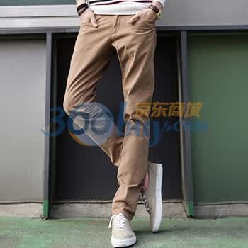 时尚起义 冬装韩国进口棉质修身适中休闲裤 男562359 姜黄色 L