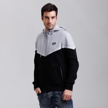 格瑞吉奥congrazio 2011秋冬商务休闲男装外套新款拼色连帽卫衣 811813003灰色XL